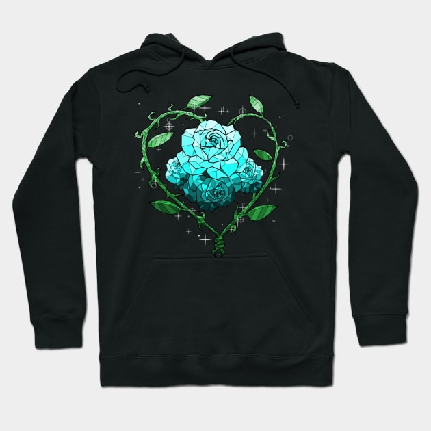 Cyan Crystal Flower Hoodie by Saira Crystaline